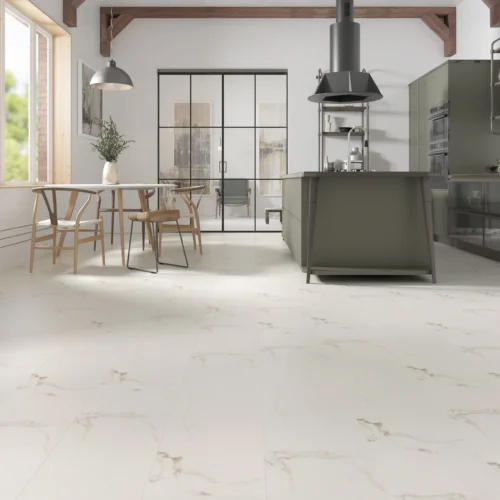 Anglo Flooring Marbra Arctic White Gloss Marble Tile Effect Plank Laminate Flooring 8mm 2 19m ~9501822512425 01c Mp