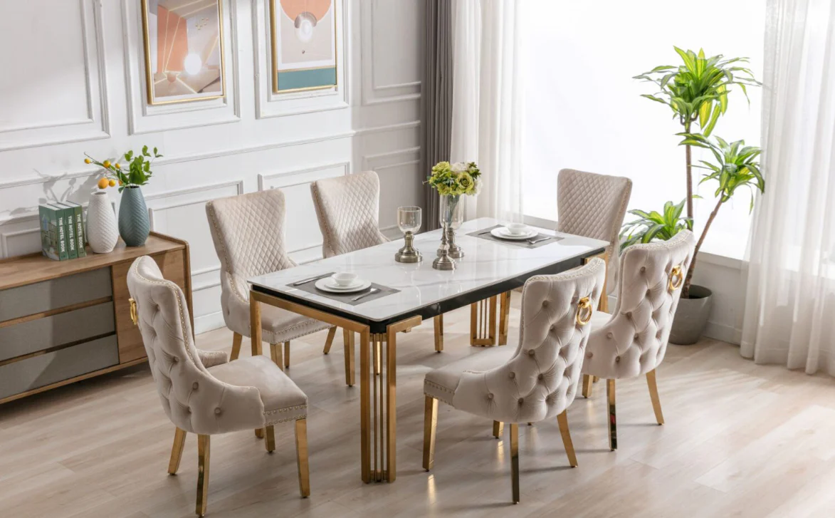Sorrento Rectangle 150cm Ceramic Gold Table 2