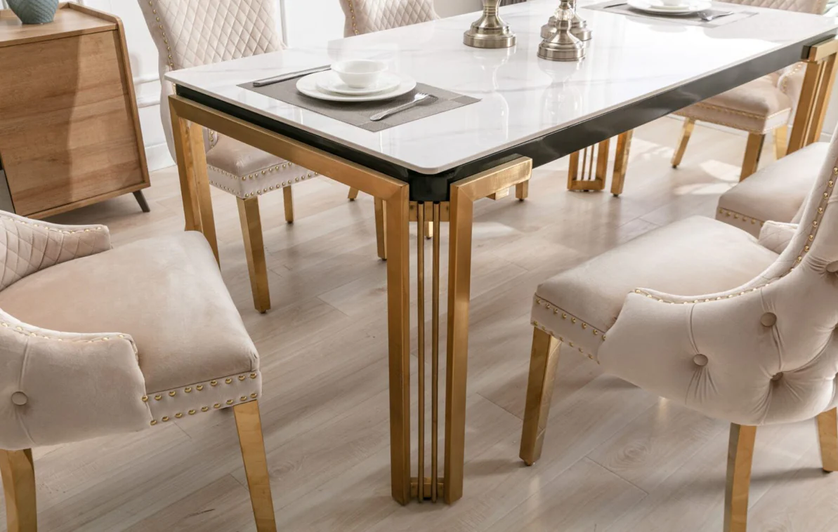 Sorrento Rectangle 150cm Ceramic Gold Table